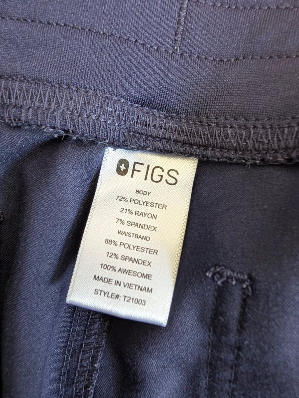 FIGS Livingston Basic Scrub Pants Men's Large 30" length navy Blue straight leg - Picture 6 of 11